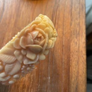 Cream bone carved  Bangle Bracelet